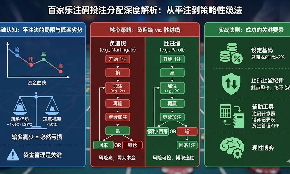 百家乐注码投注分配深度解析：从平注到策略性缆法的博弈智慧