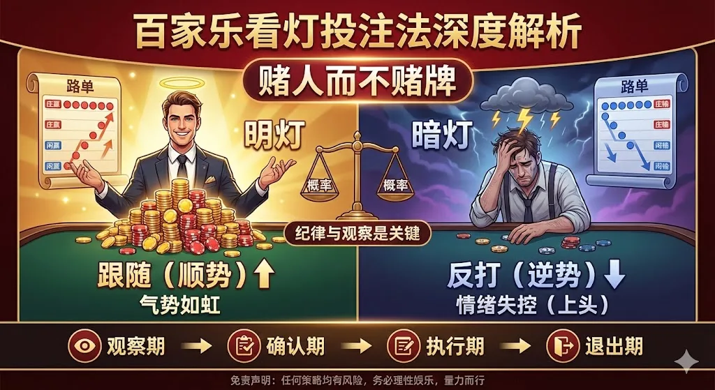 百家乐看灯投注法深度解析：赌人而不赌牌的实战策略与心理博弈指南
